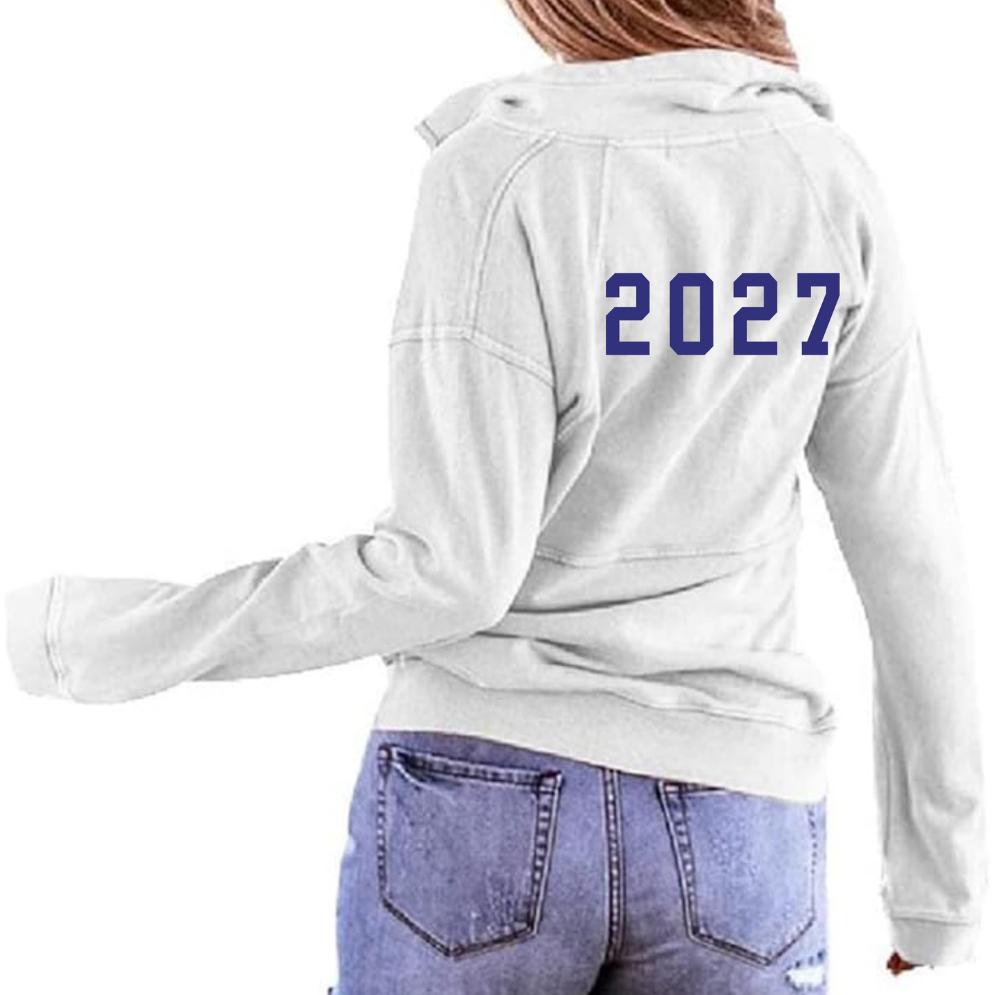 White Women's Half Zip Up Sweatshirt