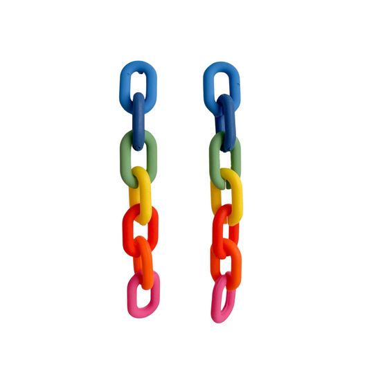 Rainbow Chain Link Earrings