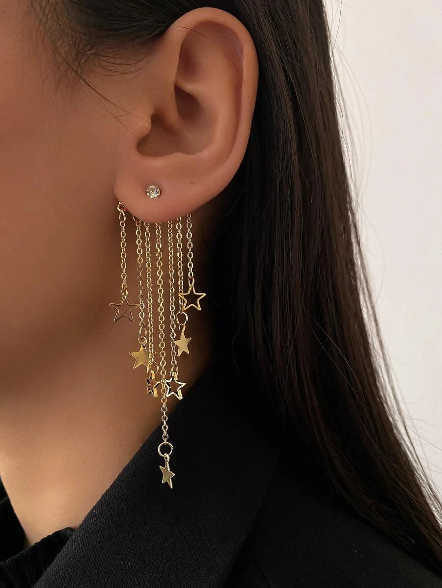 Star Dangle Earrings Gold