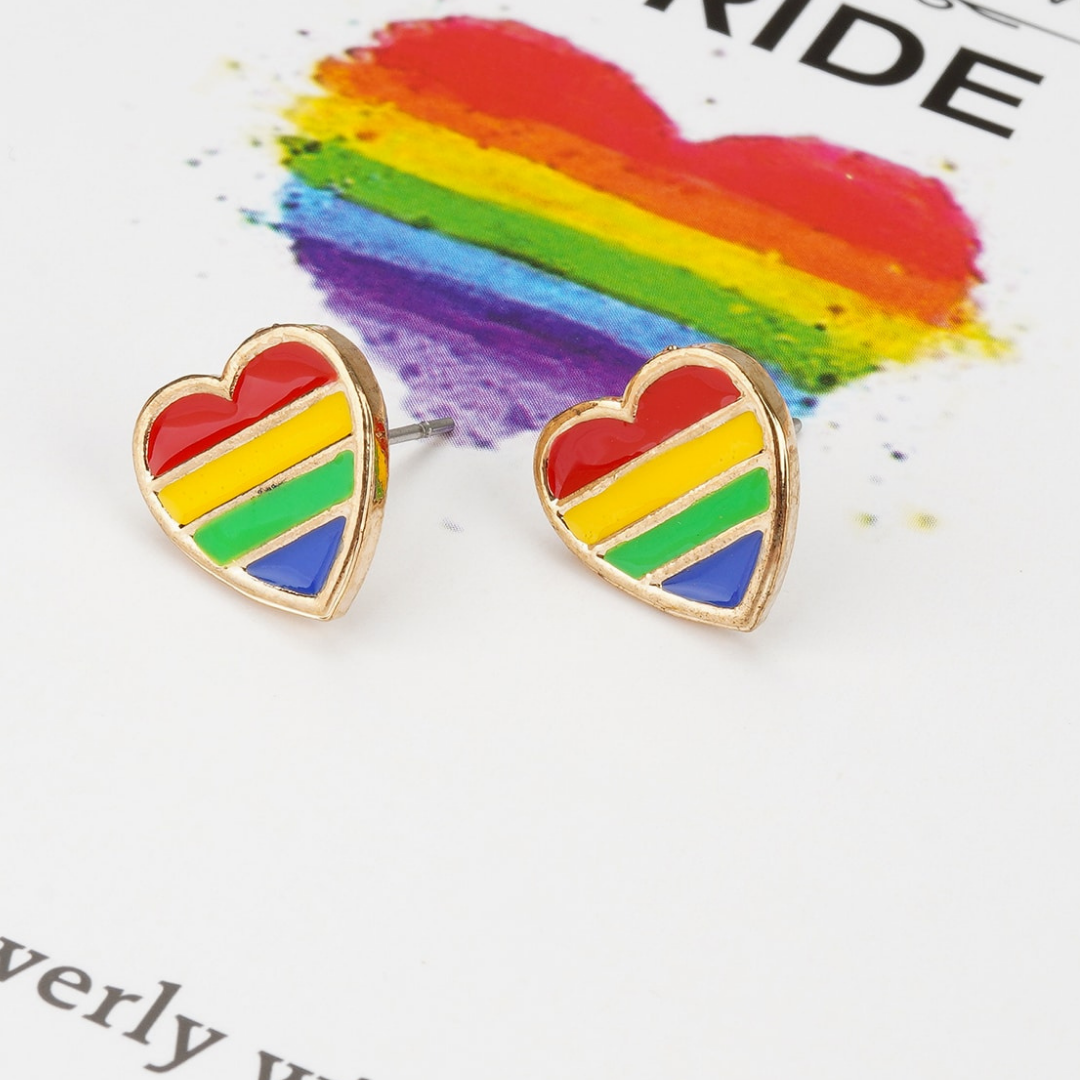 Pride Heart Rainbow Earrings